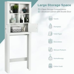 Over the Toilet <b>Storage</b> Cabinet with 4 <b>Open</b> Compartments Bathroom Shelves - Product Image 3