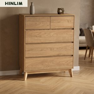 Modern Wooden Dresser with 5 Drawers Scandinavian Storage Cabinet for Bedroom Home Furniture - Product Image 4