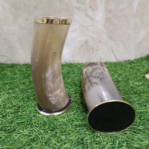 Vaso de Cuerno de Búfalo de Súper Calidad con Anillo de Latón Grabado y Tallado, Vaso de Cuerno de Doble Cara, Ecológico, Hecho a Mano, REHMAN CRAFT - Product Image 1