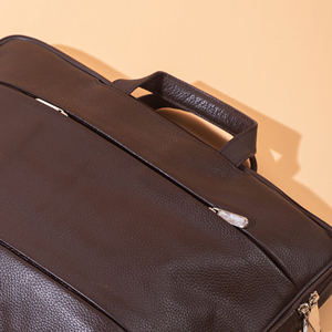 Sac pour ordinateur portable en cuir véritable de haute qualité, design moderne à bandoulière, grande capacité, portable, multi-couches, séchage rapide, multi-poches - Product Image 5