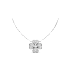 Collier pendentif trèfle à quatre feuilles en or massif 14 carats avec diamant de laboratoire, plaqué rhodium, bijoux fins de luxe pour femmes, cadeau - Product Image 2