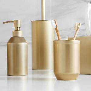 Ensemble de salle de bain décoratif en laiton avec porte-savon, porte-brosse à dents, boîte à mouchoirs et accessoires de comptoir assortis - Product Image 6