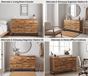 Meubles de cuisine en bois de manguier massif, base en métal industriel, 7 tiroirs, buffet, meubles de salle à manger, meubles de salon - Product Image 2