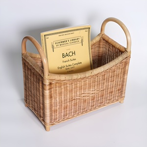 Cesta Organizadora para el Hogar y la Oficina, Cesta para Revistas y Periódicos Hecha a Mano con Ratán Ecológico - Product Image 3