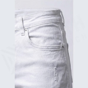 Jeans de Mezclilla Blancos Rotos para Hombre, de Alta Calidad, Corte Regular, Cintura Alta, Estilo Casual, para Invierno y Verano, Pantalones de Pierna Recta - Product Image 5