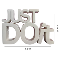 Étagère décorative élégante en bois d'ingénierie peint en blanc, avec sculpture sur bois artistique, écologique, pour bureau créatif, idéale pour la retraite, 'Just Do It'