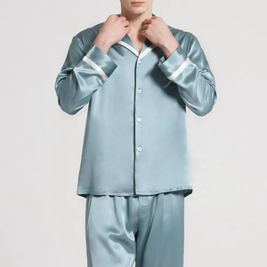 Ensemble de pyjama en satin de soie à manches longues pour homme, style nouveau, respirant et à séchage rapide, 2 pièces - Product Image 4