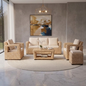 Luxury Modern Natural Wicker Rattan <b>Armchair</b> Outdoor Garden Terrace Living Room Accent <b>Dining</b> Chair Cushion Apartment - Product Image 2