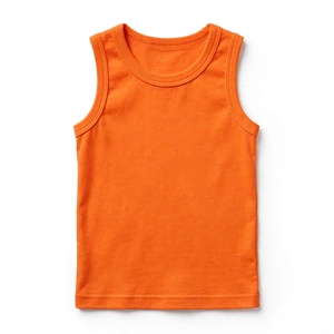 Camiseta sin mangas para niñas, cuello redondo, color sólido amarillo mostaza, ropa de verano, diseño liso teñido a la moda de BD - Product Image 4