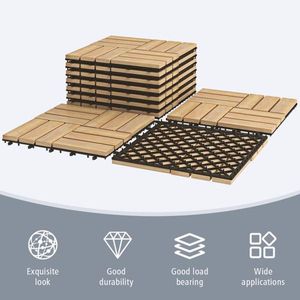 Set of 10 Acacia Wood Interlocking Check Deck Tiles 12 X 12 Inch for Outdoor Use - Product Image 4