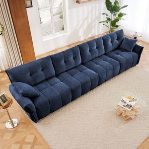Divano Moderno a 4 Posti in Ciniglia Premium con Struttura in Legno Massello e Cuscini ad Alta Resilienza per Soggiorni, Uffici e Sale Relax - Product Image 2
