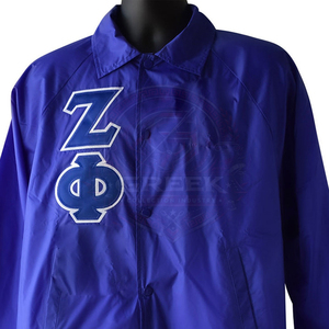 เสื้อแจ็คเก็ตกันลมแบบมีฮู้ด Custom Front Zeta Sorority ZPB สำหรับทุกเพศ ปักลายกันน้ำ ระบายอากาศได้ดี ผ้าแคนวาส ซับในผ้าไหม ทีมกรีก - Product Image 6