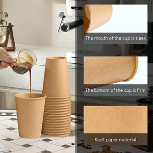 Gobelets en papier kraft jetables, écologiques, biodégradables et recyclables de 12 oz pour boissons chaudes, anti-fuite et résistants à la chaleur, pour les fêtes - Product Image 3