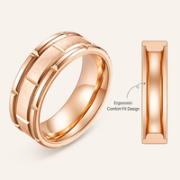 Premium 18K Roségold Plattierter Wolframring Gebürstete Oberfläche Komfortabler Sitz Herren Ehering