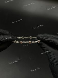 Pulsera de tenis clásica de plata 925 con baño de rodio y moissanita, diseño geométrico de eslabones, para uso diario de mujer - Product Image 2