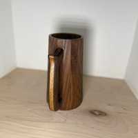 Mug à café Viking de luxe, design classique, avec poignée, en bois de teck vintage, double paroi, écologique, compatible micro-ondes, outils de bar