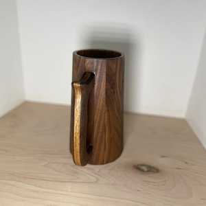Viking Drinking Luxury Classic Designer Handle Vintage Teak Wood Double Wall Eco-Friendly Microwave Safe Coffee Beer <b>Mug</b> for - Product Image 2