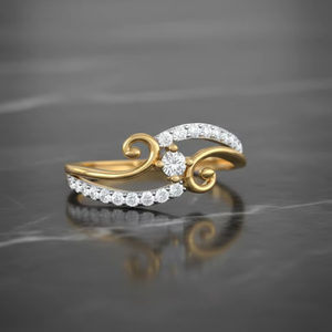 Bague de fiançailles en or et diamants pour femme avec design en spirale en forme de S - Bijoux fins pour cadeau d'anniversaire - Product Image 6