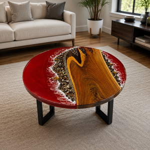 Custom Red Ocean <b>Epoxy</b> Resin Modern Eco-Friendly <b>Coffee</b> <b>Table</b> Handmade Round River <b>Table</b> Luxury Living Room Furniture - Product Image 3