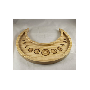 Plateau décoratif en bois imprimé lune avec poignée pour servir des aliments, des fruits, pour le salon, le bureau ou le rangement - Product Image 2