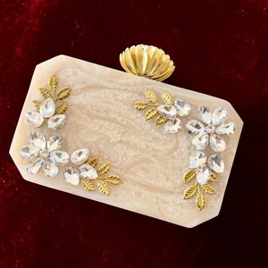 Pochette en résine émaillée en forme de hibou avec fleurs en cristal et feuilles dorées, décoration artistique pour la maison, mariages et fêtes - Product Image 1