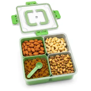 Square Green Plastic Multifunction Food <b>Storage</b> Container with Detachable Compartments for Kitchen Use - Product Image 2