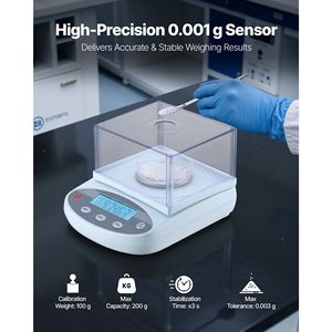 Bilancia Analitica Digitale Elettronica di Alta Precisione 200g, Precisione 0.001g, 13 Unità, Marca Gla - Product Image 2