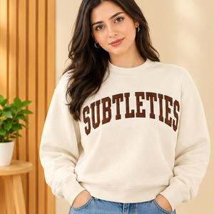 Sweat-shirt à col rond pour femme avec imprimé lettres Subtleties, 100% coton tricoté, coupe classique, vêtement d'automne - Product Image 1