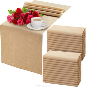 Chemin de table en toile de jute 100% naturel, écologique, durable, biodégradable, largeur 12 x 43 pouces, pour décorations de table de mariage et de fête - Product Image 1