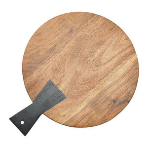 Planche à découper de qualité supérieure en bois d'acacia et marbre avec poignée, planche à découper multifonctionnelle pour la cuisine, marbre noir et blanc - Product Image 3