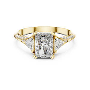Anillo de Oro Rosa de 14K con Diamantes Cultivados en Laboratorio, Corte Trillón y Redondo, para Mujer |   Ropa de Oficina |   Diamante Cultivado Nuevo - Product Image 3