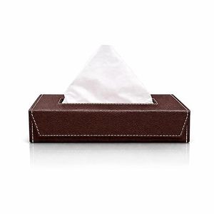 Luxury <b>Brown</b> Leather Tissue <b>Box</b> Decorative Rectangle Napkin Holder with for Home Hotel restaurant office use - Product Image 1