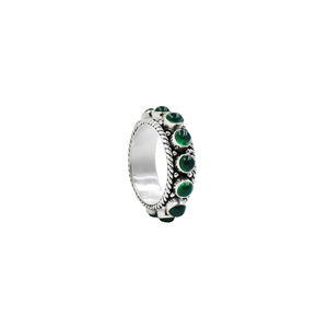 Anillo de Ónix Verde, Corte Redondo, Estilo Bohemio, Plateado, Hecho a Mano, Sin Níquel, con Engaste de Latón, Unisex, Venta al Por Mayor - Product Image 2