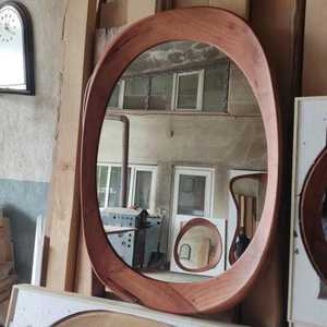 Miroir mural ovale en bois, cadre ovale naturel, miroir décoratif d'appoint, chambre à coucher, salon, couloir, entrée, décoration bohème moderne - Product Image 5
