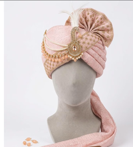 Turbante de punto rosa con perlas y adornos de plumas, gorro étnico para adultos, para todas las estaciones, estilo de algodón elástico - Product Image 2