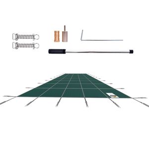 Copertura di Sicurezza Verde a Rete Solida per Piscina Interrata Rettangolare, Avvolgitore per Copertura di Sicurezza per Piscine da 20 x 38 piedi - Product Image 4