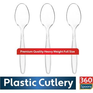Juego de Cubiertos Desechables de Plástico Transparente Resistente, 360 Unidades, Sin BPA, Resistentes al Calor, Color Plateado - Product Image 2