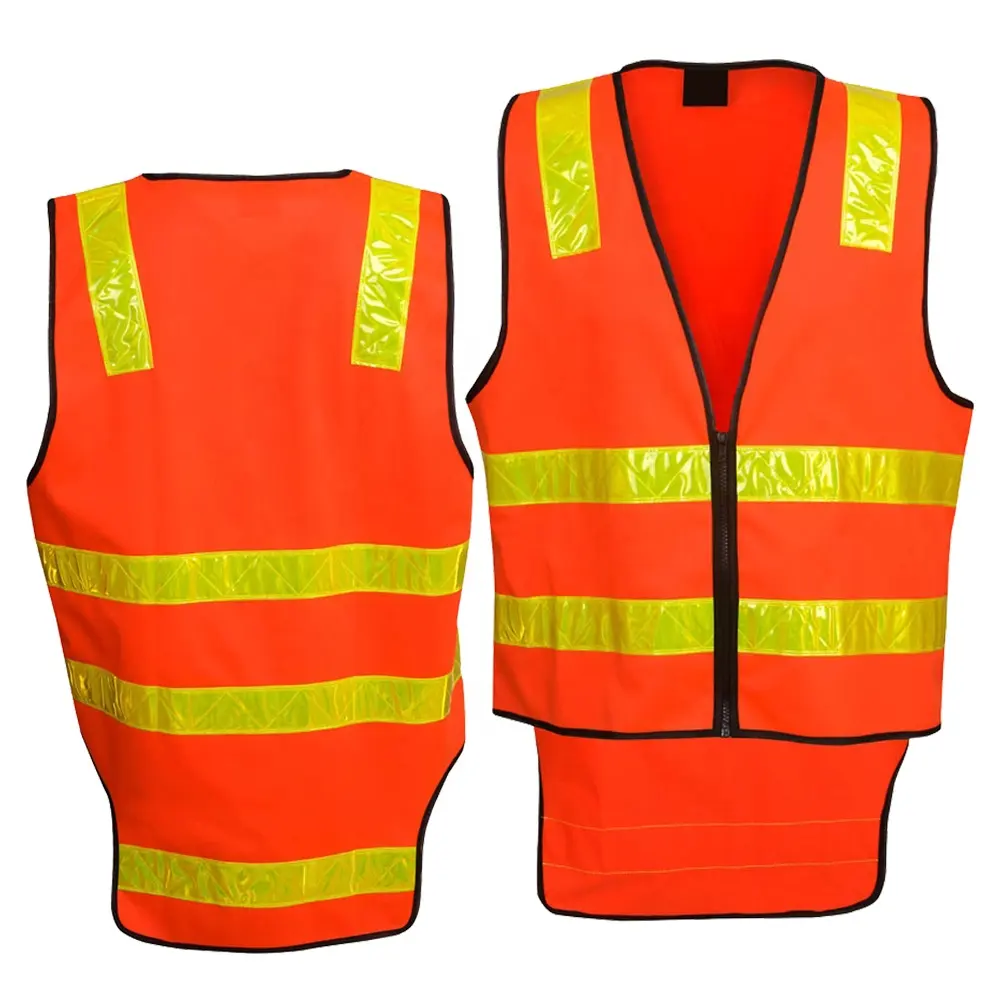 Wholesale High Visibility Fluorescent Yellow Safety Vest Security 3D Soft Mesh Reflective Tape