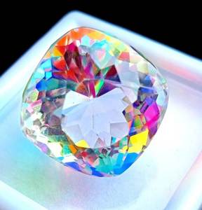 Mystic Quartz <b>Cushion</b> Cut <b>Rainbow</b> Colour Loose Gemstone Certified Jewelry Making Stone Premium CM - Product Image 1
