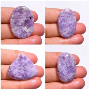Natural Lepidolite Purple Cabochon Gemstone Light GTC Certified 30-60mm 5-15g Polished for Jewelry Making Ring Pendant Loose - Product Image 4