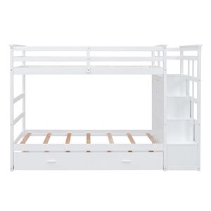 Letto a castello bianco a due piazze con letto estraibile e scaletta per bambini - Vecchio SKU LT000068AAK - Product Image 4