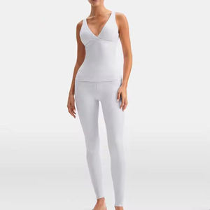 Women's Breathable Summer Knitted Tank <b>Top</b> V-Neck Spaghetti Strap Solid Color Polyester Casual Regular Length Custom Logo - Product Image 4