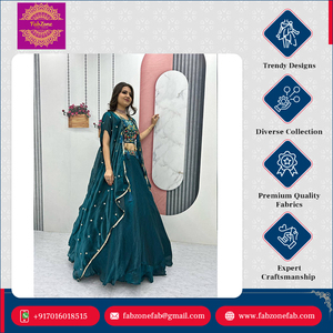 Lehenga Choli tendance, vêtement de fête traditionnel, broderie lourde, travail de séquence de fils, tissu fantaisie Latakan Fendy, haute qualité - Product Image 2