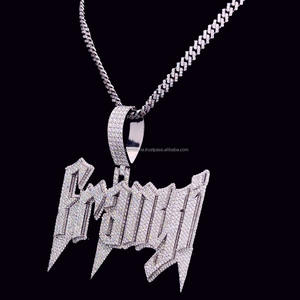Testeur de diamant personnalisé 100% passé S925 argent VVS plaqué or glacé Hiphop 'FRANYI' lettre nom pendentif - Product Image 4