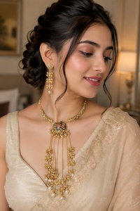 Collier de style Hasli du Cachemire de qualité supérieure avec boucles d'oreilles, design unique et magnifique, parfait pour les mariages, les occasions festives - Product Image 2