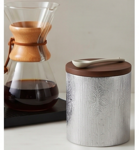 Wooden Cap Food Container With Gold Bone Handle Round Silver Finish Minimalist Design With Lid <b>Storage</b> Bin For Home And Hotel - Product Image 3