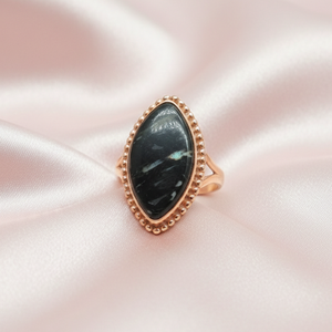 Top Quality Golden Fire Nuummite Gemstone 925 Sterling Silver <b>Ring</b> Beaded Border Handmade <b>Boho</b> Jewelry Rose & Yellow Gold <b>Ring</b> - Product Image 3