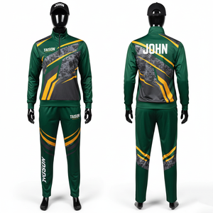 Survêtement d'entraînement de cricket pour femmes, 220 GSM, polyester interlock, panneaux camouflage numérique vert jaune, sublimation, logo personnalisé - Product Image 1