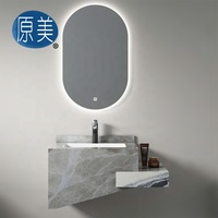 Lavabo moderne bicolore en céramique sans couture Petit marbre en relief Coiffeuse murale innovante pour hôtels pour salles de bains