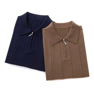 Polo en Laine Homme à Manches Courtes de Haute Qualité pour l'Été, Anti-Boulochage, avec Fermeture Éclair 1/4 et Logo Personnalisé - Product Image 4